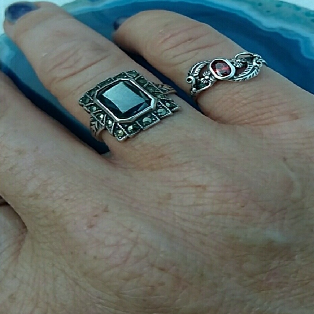 ANTIQUE Art Deco UNCAS Hematite Marcasite 925-SS - Picture 8 of 8